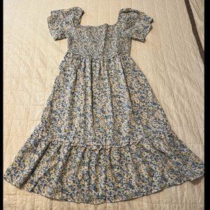GRACE KARIN Square Neck Ruffle Short Sleeve Floral Print Tiered Swing dress M